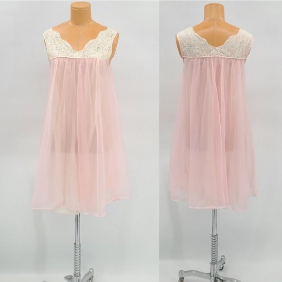 Vintage Linda Underlovelies Chiffon Babydoll Night Gown and Robe - Picture 2 of 14